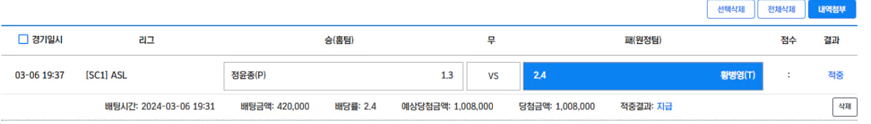 두번 연속 배팅을 적중시킨 회원님의 썬벳 먹튀 증거자료